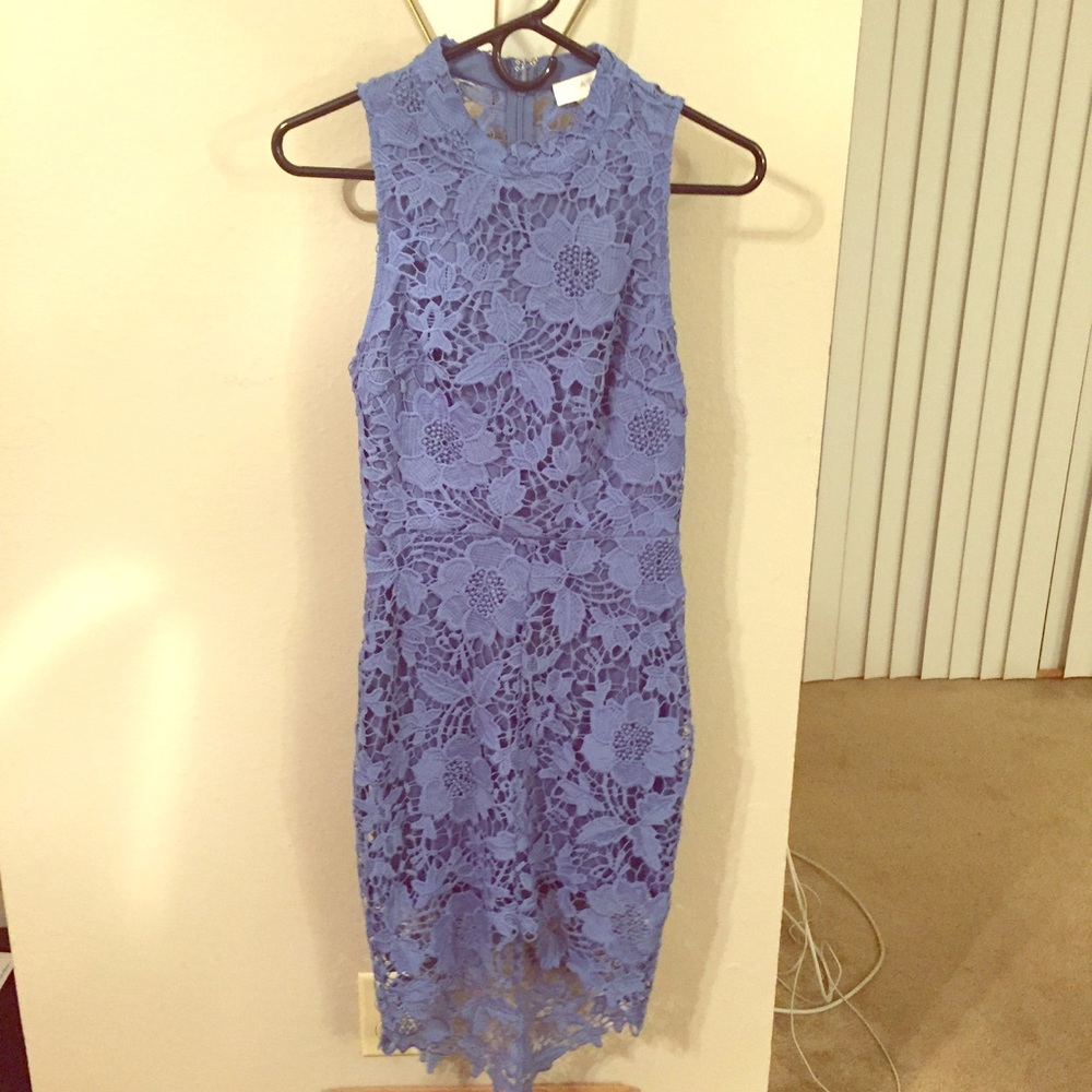 ASTR The Label Periwinkle Dress. Lace Overlay